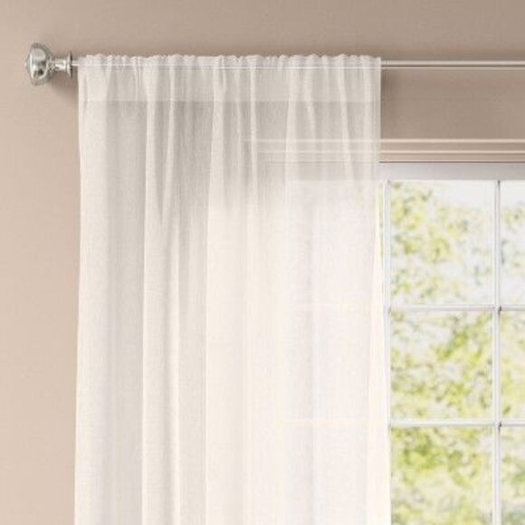 Open Box - Threshold - 54"x95" Light Filtering Textural Sheer Curtain Pan Ivory - Picture 1 of 3